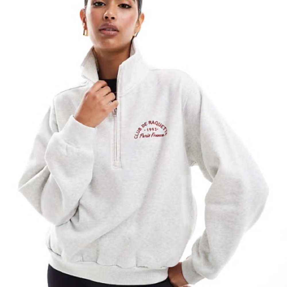 H&M Light Gray Half-Zip Sweatshirt